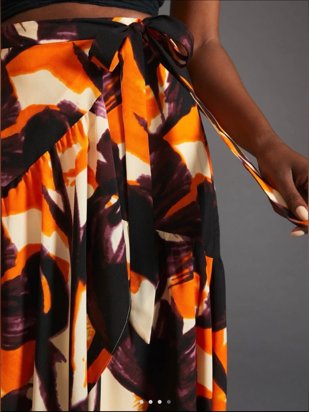 Anthropoligie Hutch Purple & Orange Motif Wrap Maxi Skirt Size XS - Picture 3 of 10